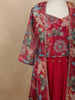 Dark Pink Floral Beads Embroidered Design Georgette Kids Palazzo Suit with Over Coat