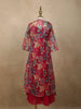 Dark Pink Floral Beads Embroidered Design Georgette Kids Palazzo Suit with Over Coat