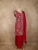 Dark Pink Floral Beads Embroidered Design Organza Palazzo Suit with Dupatta