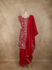 Dark Pink Floral Beads Embroidered Design Organza Palazzo Suit with Dupatta