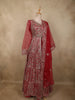 Dark Pink Floral Beads and Zari Embroidered Design Net Mastani Lehenga with Dupatta
