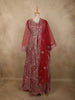 Dark Pink Floral Beads and Zari Embroidered Design Net Mastani Lehenga with Dupatta