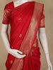 Dark Pink Floral Butta Woven Design Pure Kanchipuram Silk Saree with Zari Border