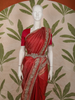 Dark Pink Floral Butta Zari Woven Design Banarasi Silk Fancy Saree with Waist Belt