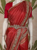 Dark Pink Floral Butta Zari Woven Design Banarasi Silk Fancy Saree with Waist Belt