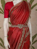Dark Pink Floral Butta Zari Woven Design Banarasi Silk Fancy Saree with Waist Belt