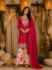 Dark Pink Floral Embroidered Design Chiffon Palazzo Suit