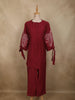 Dark Pink Floral Embroidered Design Cotton Co-ord Set