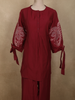 Dark Pink Floral Embroidered Design Cotton Co-ord Set