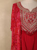 Dark Pink Floral Embroidered Design Georgette Palazzo Suit