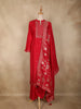 Dark Pink Floral Embroidered Design Silk Straight Suit with Designer Dupatta
