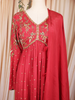 Dark  Pink Floral Embroidered Georgette Palazzo Suit
