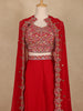 Dark Pink Floral Embroidered Georgette Skirt Top