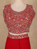 Dark Pink Floral Embroidered Georgette Skirt Top