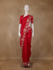 Dark Pink Floral Embroidered Satin Saree