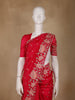 Dark Pink Floral Embroidered Satin Saree