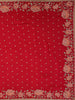 Dark Pink Floral Embroidered Satin Saree