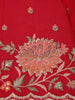Dark Pink Floral Embroidered Satin Saree