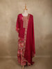 Dark Pink Floral Printed Design Cotton Palazzo Suit with Dupatta