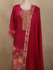 Dark Pink Floral Printed Design Cotton Palazzo Suit with Dupatta
