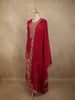 Dark Pink Floral Printed Design Cotton Palazzo Suit with Dupatta