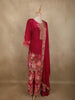 Dark Pink Floral Printed Design Cotton Palazzo Suit with Dupatta