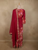 Dark Pink Floral Printed Design Cotton Palazzo Suit with Dupatta