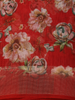 Dark Pink Floral Printed Design Linen Cotton Casual Wear Saree