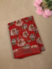 Dark Pink Floral Printed Design Linen Cotton Casual Wear Saree