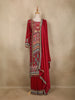 Dark Pink Floral Printed Synthetic Palazzo Salwar Suit