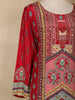 Dark Pink Floral Printed Synthetic Palazzo Salwar Suit