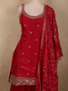 Dark Pink Floral Sequins Design Organza Salwar Suit with Dupatta