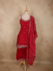 Dark Pink Floral Sequins Design Organza Salwar Suit with Dupatta