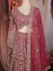 Dark Pink Floral Sequins Embroidered Design Net Bridesmaid Lehenga With Dupatta