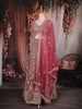 Dark Pink Floral Sequins Embroidered Design Net Bridesmaid Lehenga With Dupatta