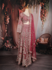 Dark Pink Floral Sequins Embroidered Design Net Bridesmaid Lehenga With Dupatta