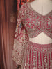 Dark Pink Floral Sequins Embroidered Design Net Bridesmaid Lehenga With Dupatta