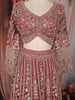 Dark Pink Floral Sequins Embroidered Design Net Bridesmaid Lehenga With Dupatta