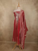 Dark Pink Floral Sequins and Zardozi Embroidered Design Tissue Unstitched Salwar Material with Dupatta