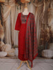 Dark Pink Kalamkari Printed Design Cotton Straight Cut Salwar Suit with Dupatta