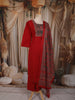 Dark Pink Kalamkari Printed Design Cotton Straight Cut Salwar Suit with Dupatta