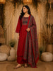 Dark Pink Kalamkari Printed Design Cotton Straight Cut Salwar Suit with Dupatta