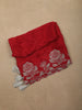 Dark Pink Floral Thread Embroidered Design Cotton Unstitched Salwar Material with Dupatta