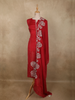 Dark Pink Floral Thread Embroidered Design Cotton Unstitched Salwar Material with Dupatta