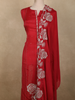 Dark Pink Floral Thread Embroidered Design Cotton Unstitched Salwar Material with Dupatta