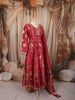 Dark Pink Floral Vine Zari Embroidered Design Banarasi Silk Festive Wear Palazzo Suit with Matching Dupatta