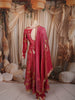 Dark Pink Floral Vine Zari Embroidered Design Banarasi Silk Festive Wear Palazzo Suit with Matching Dupatta