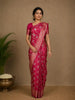 Dark Pink Floral Woven Design Pure Banarasi Silk Saree