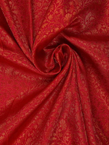 Dark Pink Floral Woven Pure Kanchipuram Silk Saree With Contrast Green Border - Diadem