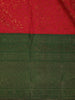 Dark Pink Floral Woven Pure Kanchipuram Silk Saree With Contrast Green Border - Diadem